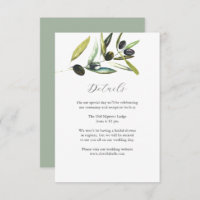 Details Wedding Enclosure Card Watercolor Olive