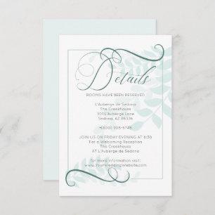 DETAILS   Whimsical Mint Leaves Jade Green Accents Invitation