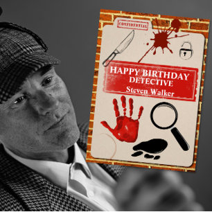 Detective birthday card cold case file