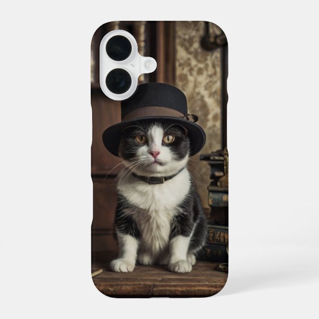 Detective Cat iPhone 16 Case (Back)