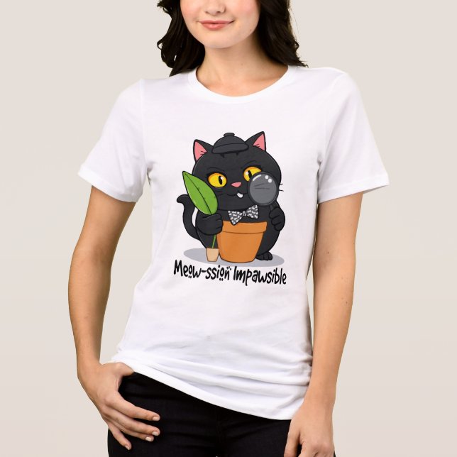 Detective Cat - Mew-ssion Impossible Funny Cat Tri-Blend Shirt (Front)