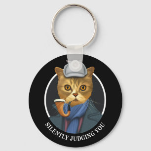 Detective Cat - Silently Judging You Key Ring