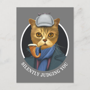 Detective Cat - Silently Judging You Postcard