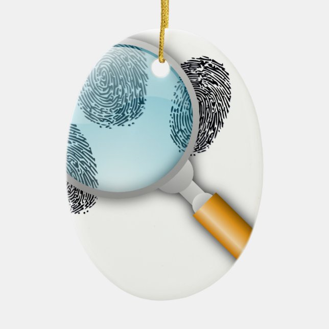 Detective Clues Find Finger Fingerprints Mystery Ceramic Ornament (Front)