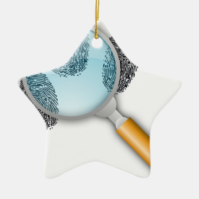 Detective Clues Find Finger Fingerprints Mystery Ceramic Ornament (Front)