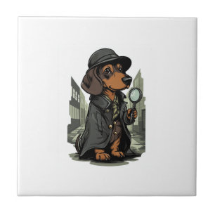 Detective Dachshund � Mystery Solving Dog Ceramic Tile