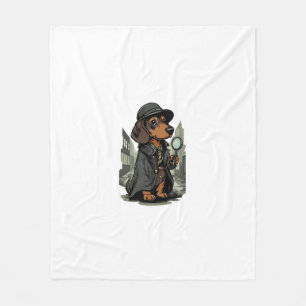 Detective Dachshund � Mystery Solving Dog Fleece Blanket