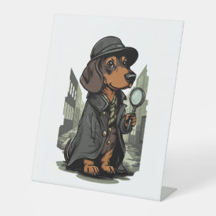 Detective Dachshund – Mystery Solving Dog Pedestal Sign