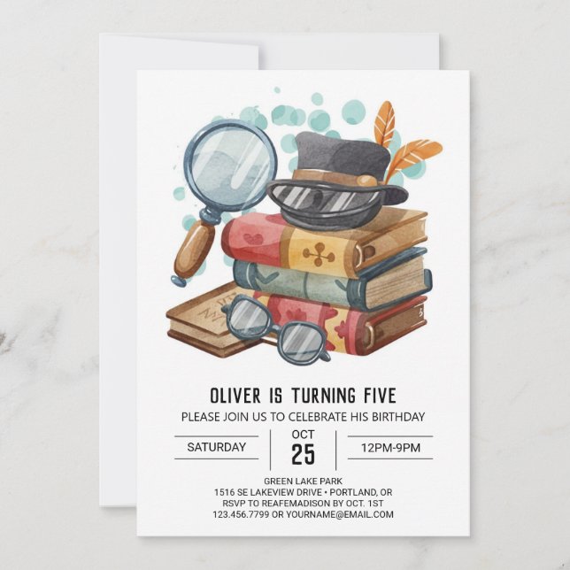  Detective Digital Spy Birthday Invitation (Front)