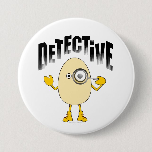 Detective Egghead Text 7.5 Cm Round Badge (Front)