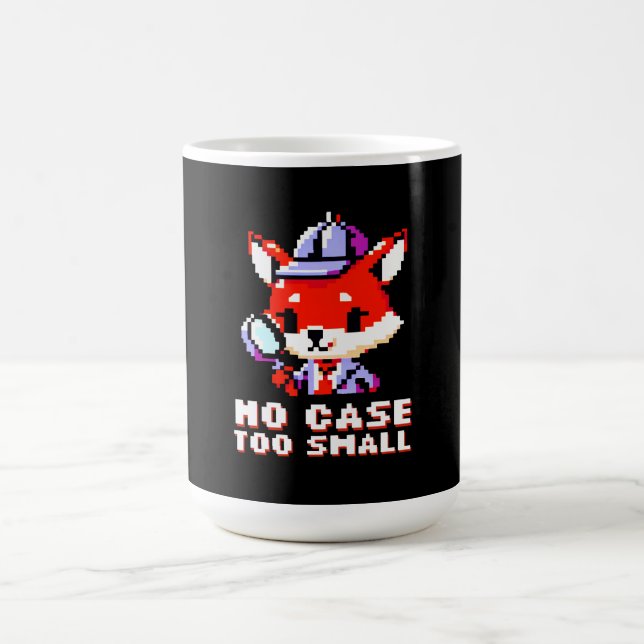 Detective Fox - No Case Too Small Funny Pixel Art Coffee Mug (Center)
