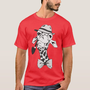 Detective Giraffe With Pipe And Hat  T-Shirt