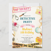 Detective girl party invitation 
