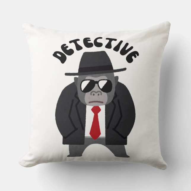 Detective Gorilla Throw Pillow – Bold Throw Pillow (Front)