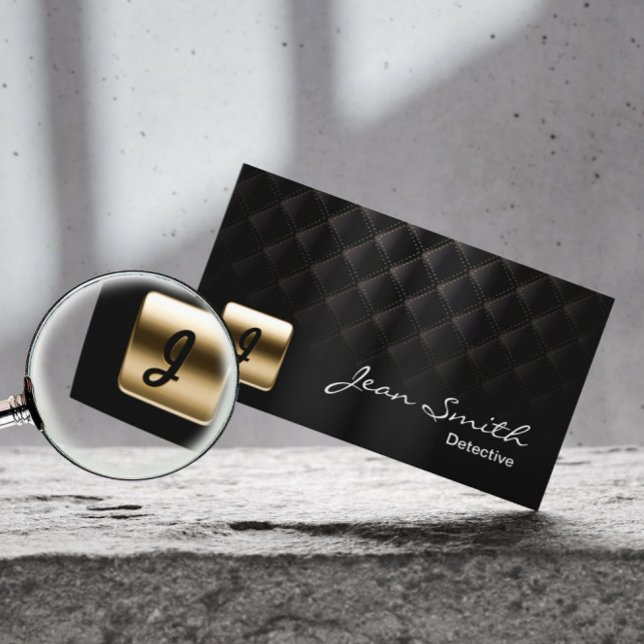 Detective Luxury Black & Gold Monogram Business Card (Creator Uploaded)