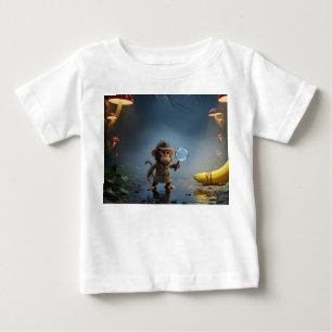 Detective Monkey Investigating Banana Mystery in R Baby T-Shirt