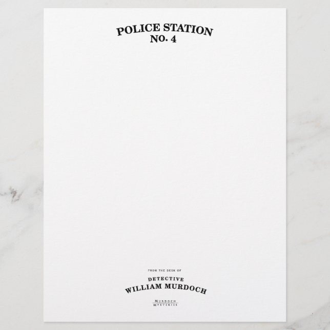 Detective Murdoch Stationery Customised Letterhead (Front)