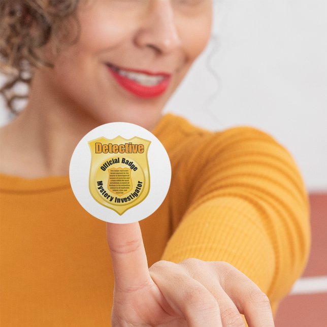 Detective Official Badge Mystery Investigator Classic Round Sticker (Creator Uploaded)
