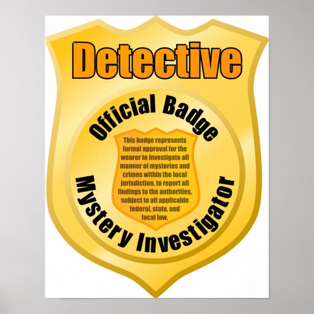 Detective Official Badge Mystery Investigator Poster (Front)