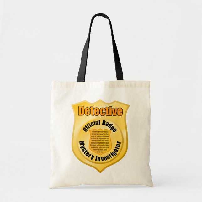 Detective Official Badge Mystery Investigator Tote Bag (Front)