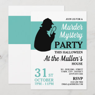 Detective Silhouette, Murder Mystery Halloween Invitation