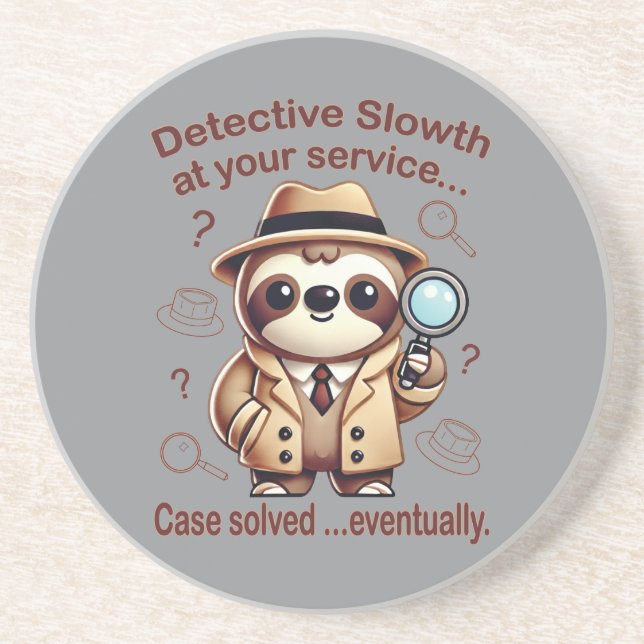 "Detective Sloth" Sloth Private Eye Coaster (Front)
