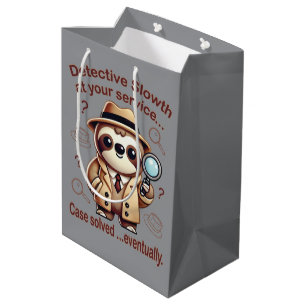 "Detective Sloth" Sloth Private Eye Medium Gift Bag