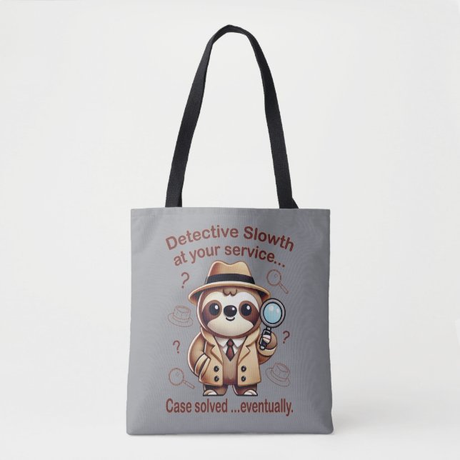 "Detective Sloth" Sloth Private Eye Tote Bag (Front)