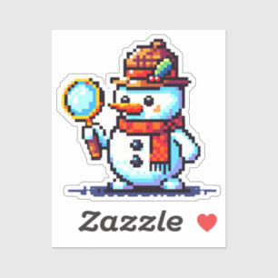 Detective Snowman - Funny Pixel Art Winter Mystery