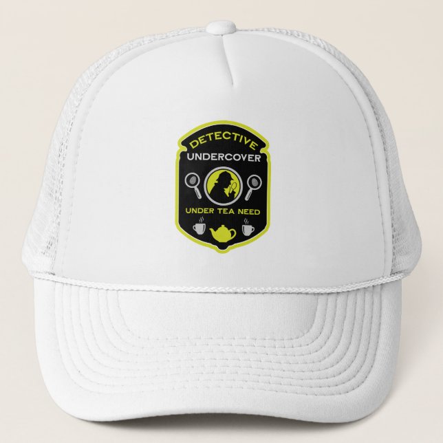 Detective-Themed Funny Tea Trucker Hat (Front)