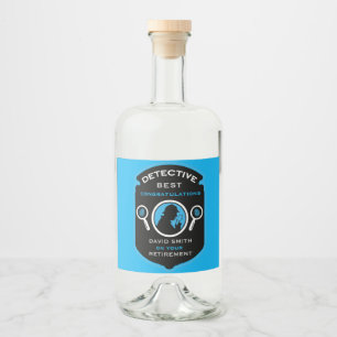 Detective-Themed Job Retirement Gift Liquor Bottle Label