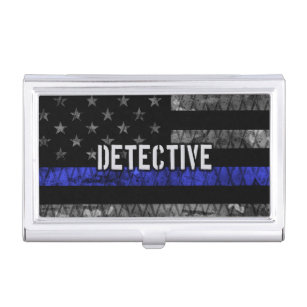 Detective Thin Blue Line Distressed Flag Business Card Holder