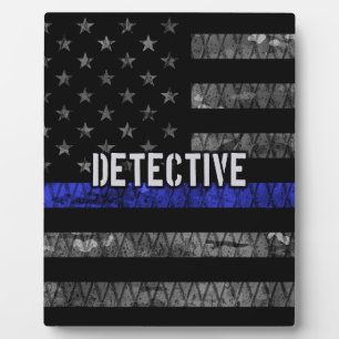 Detective Thin Blue Line Distressed Flag Plaque