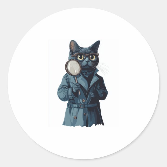 Detective Whiskers � Funny Cat Mystery Novel Classic Round Sticker (Front)
