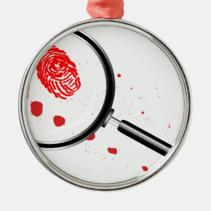 Detectives Magnifying Glass Metal Ornament