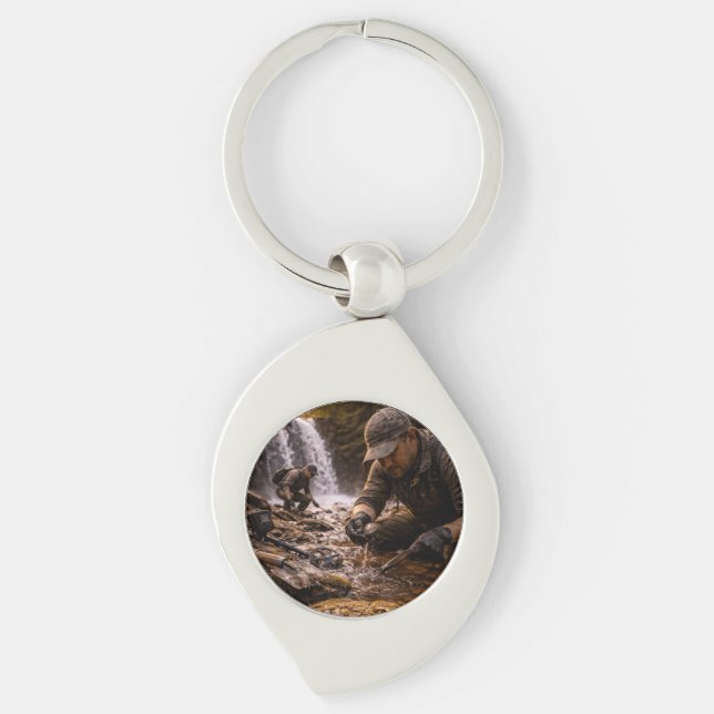 Detectorist Treasure Hunter Graphic Key Ring (Front)