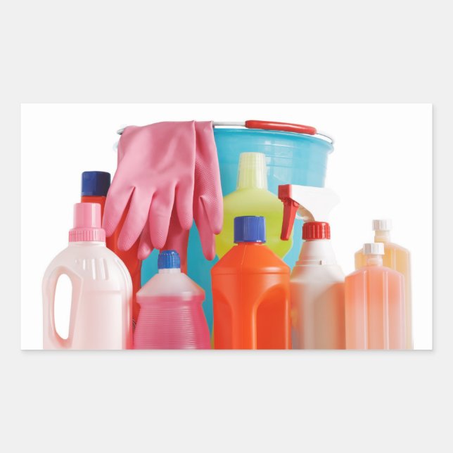 detergent bottles and bucket rectangular sticker (Front)