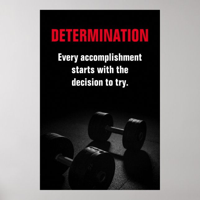 Determination Bodybuilding Fitness Motivational Po Poster (Front)