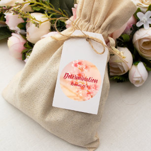 Determination Romans 15:4 Verse with Pink Flowers Classic Round Sticker
