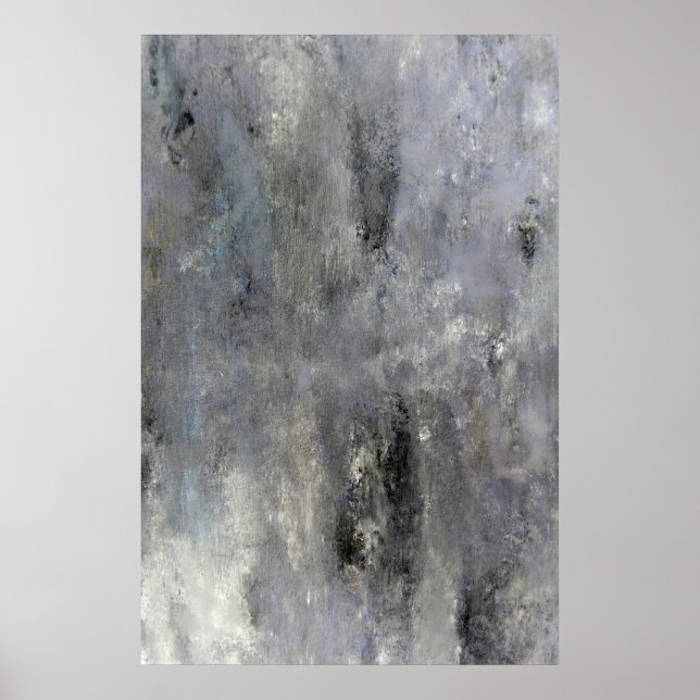 'Determine' Grey and Beige Abstract Art Poster (Front)