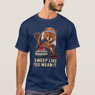 Determined Beaver Curling Humour T-Shirt
