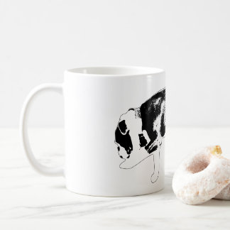 Determined Bulldog Walk Black and White Artwork Coffee Mug