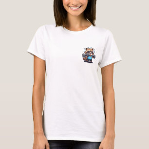 Determined Cute Racoon Lifting Dumbbells Gym Work T-Shirt