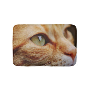 Determined Face of a Ginger Cat Bath Mat