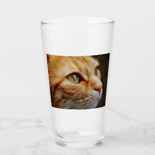 Determined Face of a Ginger Cat Glass