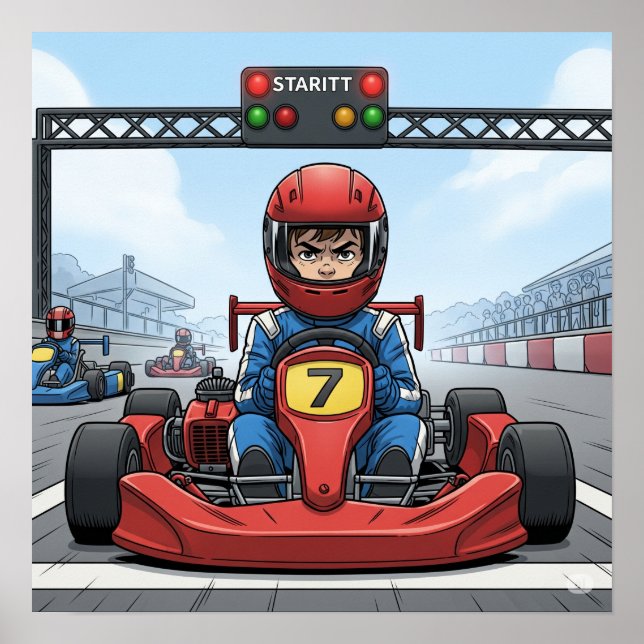 Determined Go-Kart Driver Poster (Front)