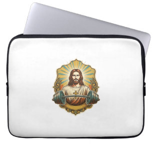 Determined Jesus Heavy Iron Barbell Powerlifting G Laptop Sleeve