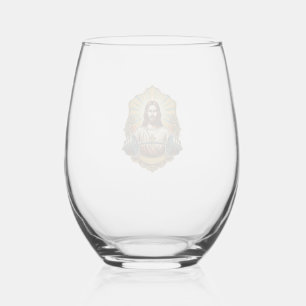 Determined Jesus Heavy Iron Barbell Powerlifting G Stemless Wine Glass