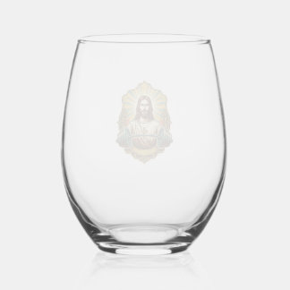 Determined Jesus Heavy Iron Barbell Powerlifting G Stemless Wine Glass