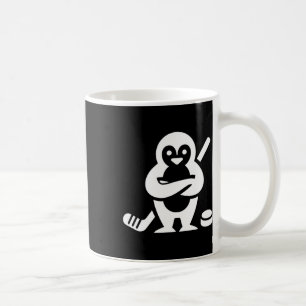 Determined Penguin Hockey Silhouette Design Coffee Mug